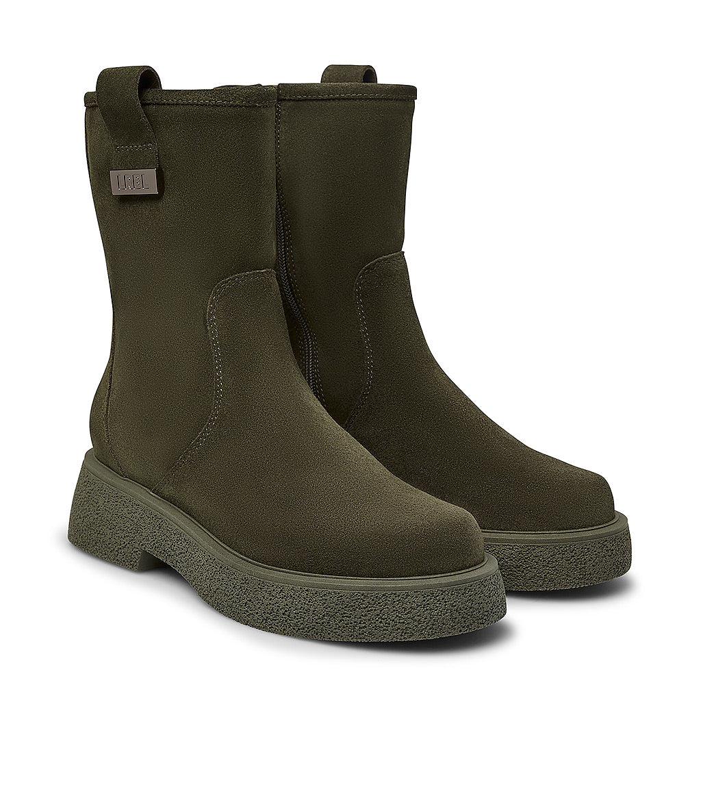 Olive green 2024 suede ankle boots