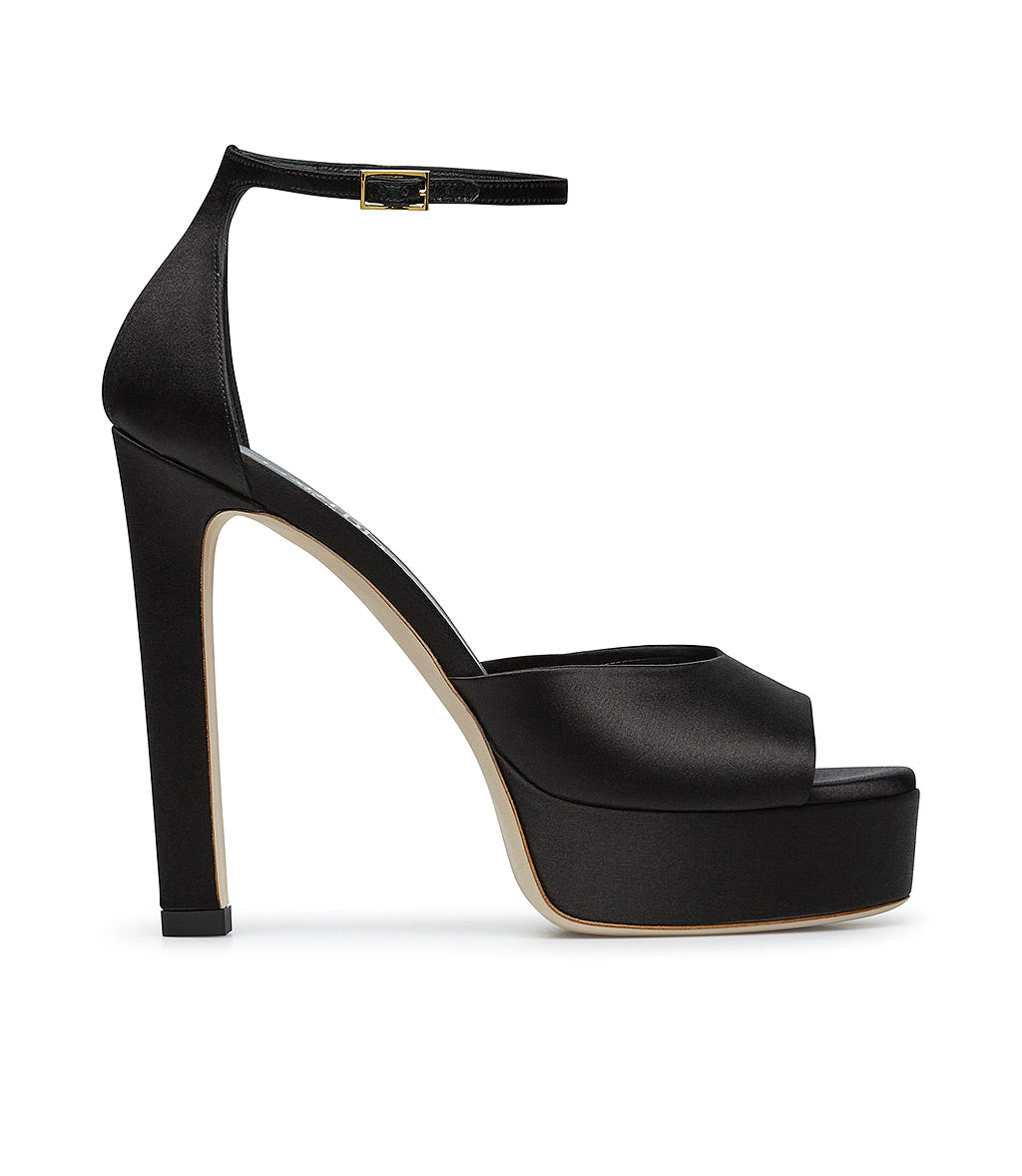 Black satin platform sandals – Loriblu.com