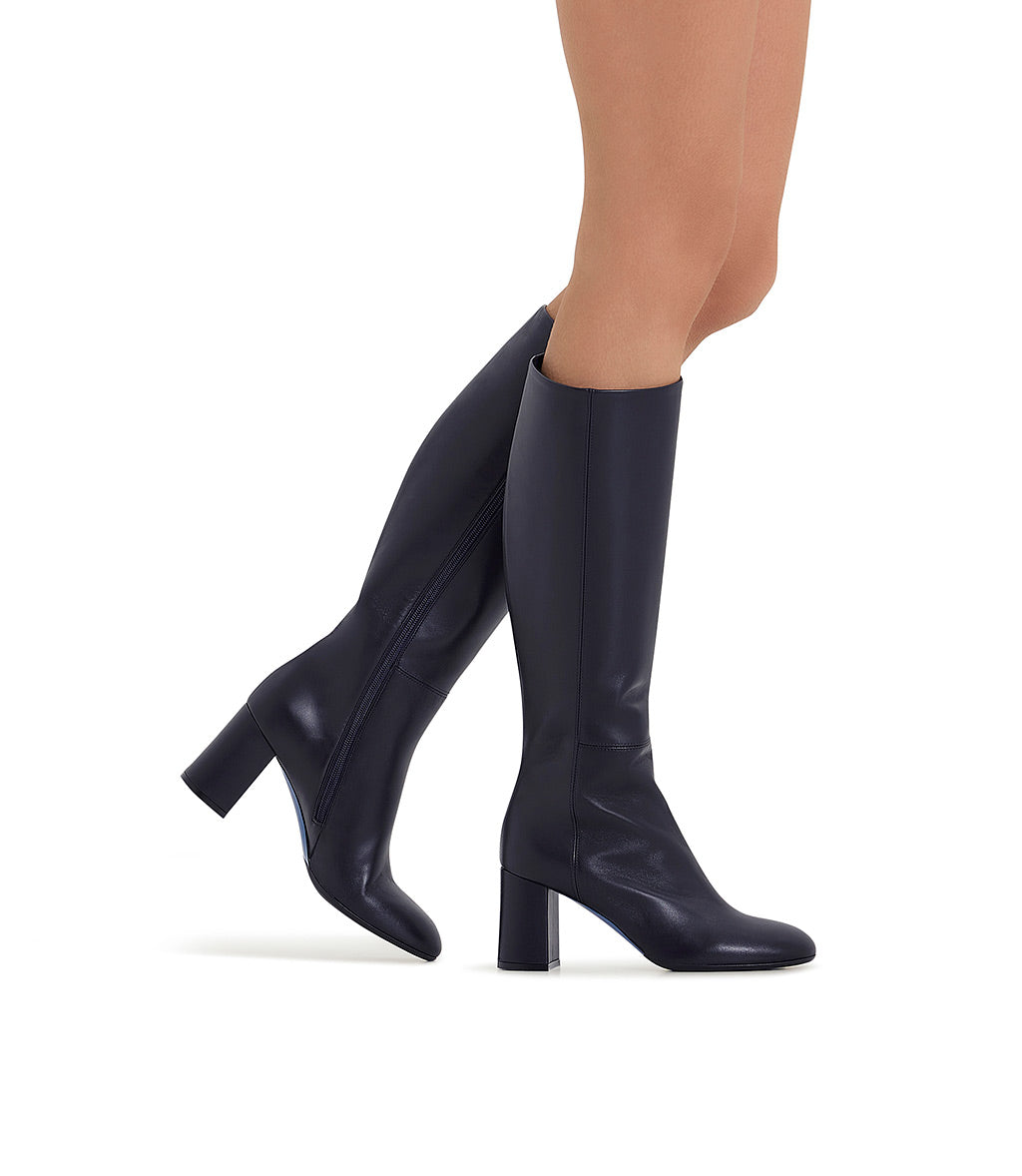 Blue nappa leather boots