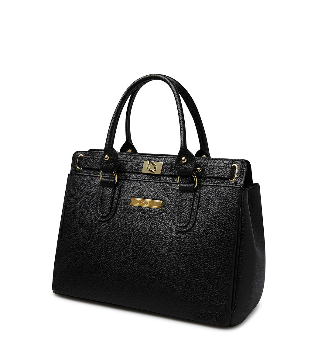 Black embossed  leathe tote bag