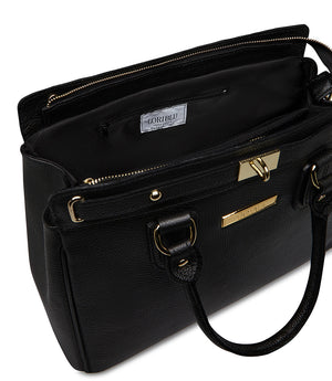 Black embossed  leathe tote bag