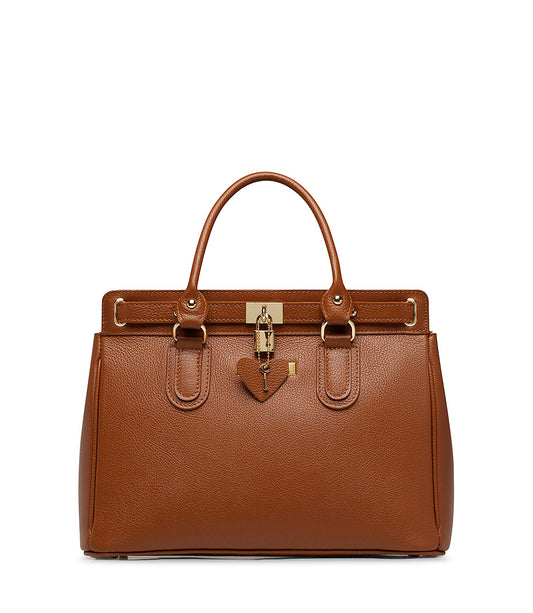 Brown embossed  leathe tote bag