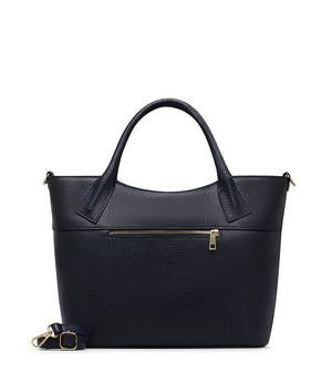 Borsa tote blu notte in pelle stampata