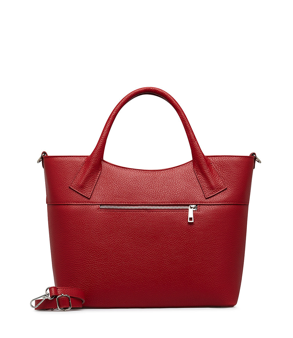 Borsa tote bordeaux in pelle stampata