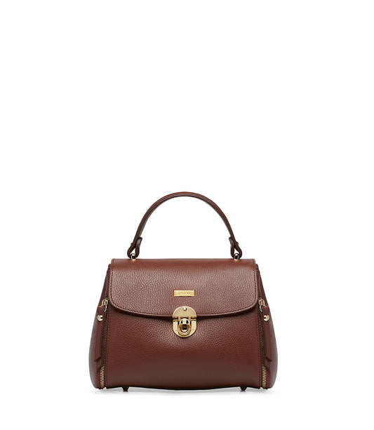 Brown grained leather hand bag 