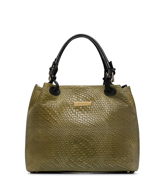 Greenie woven leather tote bag