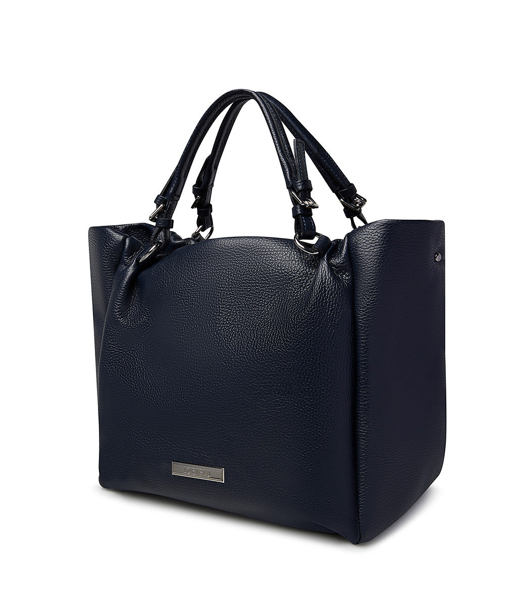 Blue grained leather bag