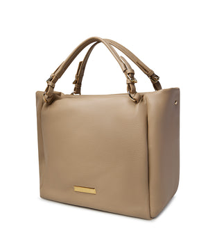 Borsa beige in pelle martellata