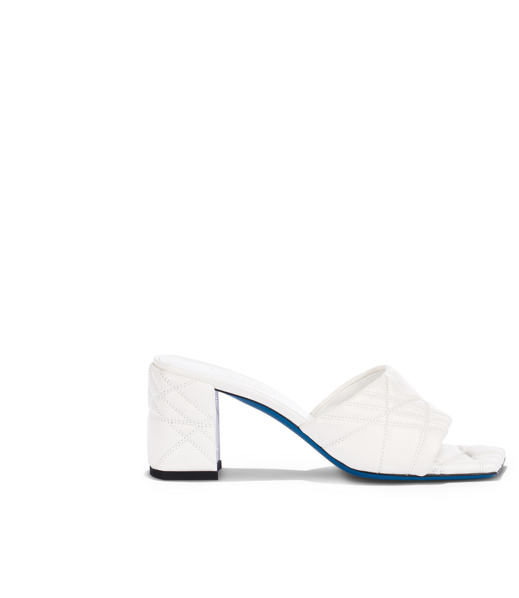 White discount quilted mules