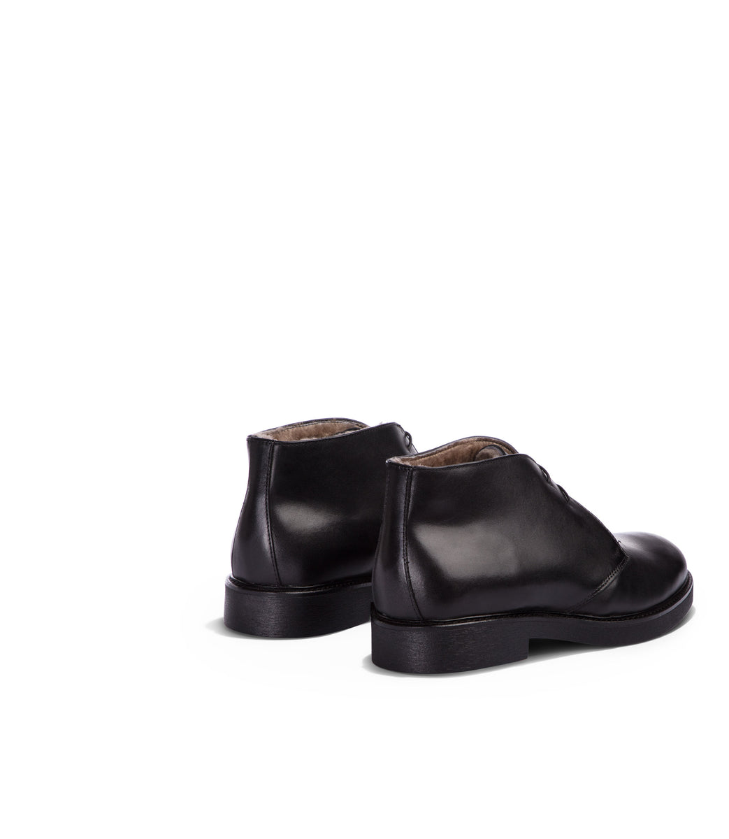 black leather chukka